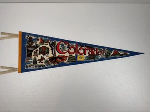 Vintage Blue Colorado Pennant pikes peak mesa verde seven falls royal gorge - Picture 1 of 4