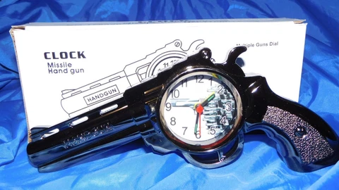 Chrome Gun Shape Alarm Clock USA Stocked and Shipped Cover