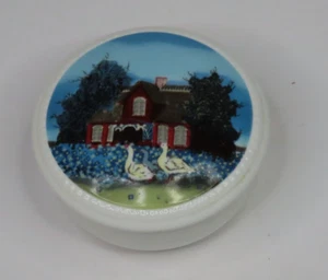 Caja de baratijas de porcelana de hueso Villeroy & Boch Galerie casa y gansos con Alemania 3" - Imagen 1 de 4