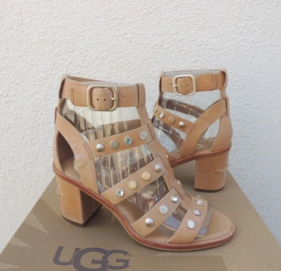 UGG MACAYLA STUDDED BLING LEATHER GLADIATOR ANKLE BOOT HEELS, US 9/ EUR 40  ~NIB - Image 1 of 4