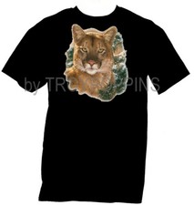  1-CAUGHT BY THE LIGHT COUGAR WILD CAT ZOO ANIMAL WEAR GRAPHIC PRINTED T-SHIRT