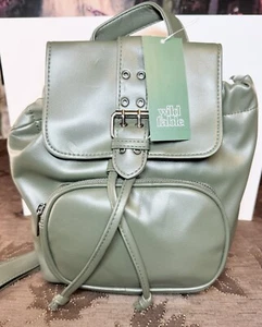 Wild Fable Green Mini Backpack Purse NEW Target Flip Top Cinch Sack 10” Tall - Picture 1 of 13