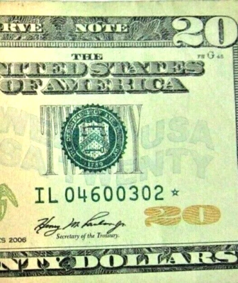 2006 $20 Dollar Bill *Star* U.S Federal Reserve Note* 338 * - Image 1 of 3