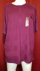 Jordan Men's Purple Striped Jumpman Logo S/S Button Collarless T- Shirt Size XL - Picture 1 of 22