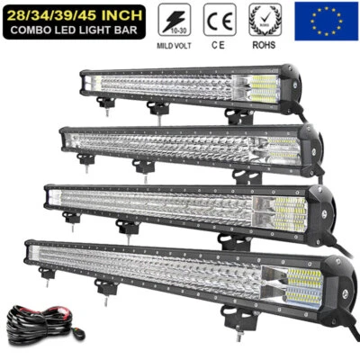 28 34 39 45 Pouces Phare de Travail LED Barre 12V Combo Projecteur Trois Rangées - Photo 1/4