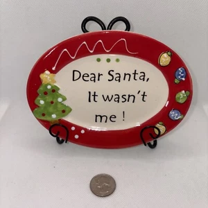 Tumbleweed Keramik kleiner ovaler Teller & Ständer Weihnachtsdeko 6”x 4,5” Weihnachtsmann - Bild 1 von 5