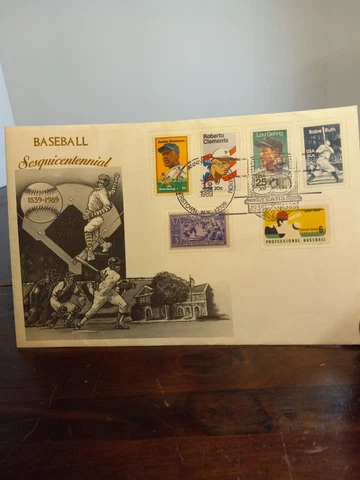 Baseball Sesquicentennial Stamped 1989 Envelope Cover