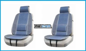 Paar Sommer Auto Rückenlehnen Universal Montreal 2 Stück vorne SCHWARZ BLAU - Bild 1 von 4