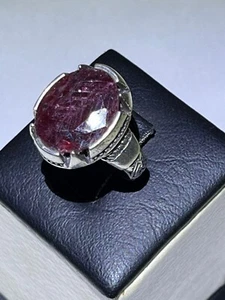 Classic Handmade Men silver 925 Ring Authentic African Ruby ياقوت افريقي مترش - Picture 1 of 16