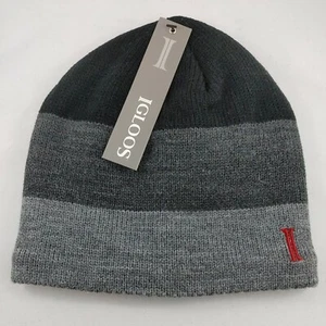 Igloos Knit Hat Grey Black Unisex Winter Fall Beanie Acrylic MH022 New b82 - Foto 1 di 4