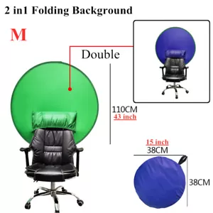 2 in 1 Round Green Blue Backdrop Photography Background Screen for Video Studio - Picture 1 of 16