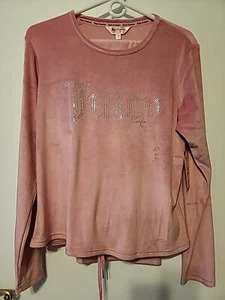 JUICY COUTURE Pajama Set XL Sleepwear Velour Long Sleeve Top & Jogger Pant Pink - Picture 1 of 14