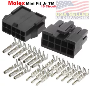 Molex 10-Pin Black Connector Pitch 4.20mm, w/18-24 AWG Pin Mini-Fit Jr ™ - Picture 1 of 8