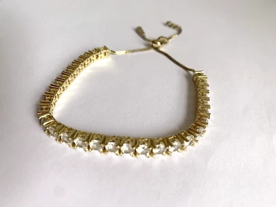 CZ на KENNETH JAY LANE позолоченный кристалл тонкий теннисный браслет новый VGC - Изображение 1 из 4