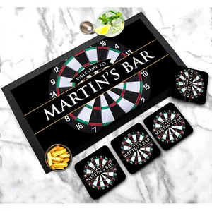 Personalised Bar Runner mat | Coasters - Darts man cave Bar runner - Custom bar - Picture 1 of 17