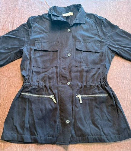 Giacca nera media Michael Kors aderente con cordoncino