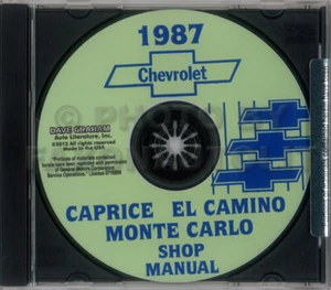1987 Chevy Shop Manual CD Monte Carlo Caprice El Camino GMC Caballero Chevrolet - Picture 1 of 2