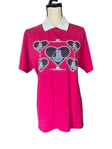 Vintage 1994 Cats And Hearts Collared Heavy T-Shirt. Damen Größe L - Bild 1 von 6