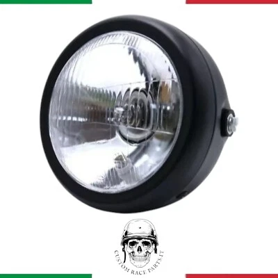 🇮🇹 FARO MOTO 6.5" NERO OPACO CAFE RACER HARLEY GUZZI FANALE ANTERIORE MOTO - Image 1 of 4