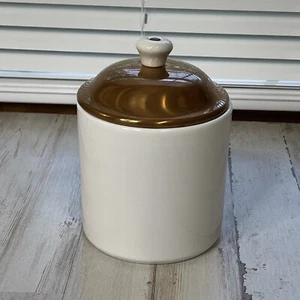 5.5"x4.25" White Ceramic & Copper Canister Grease Container Portugal White Knobs - Picture 1 of 6