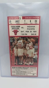1994 Chicago Bulls vs Indiana Pacers Ticket Stub Jordan Photo Near Mint! - Picture 1 of 2