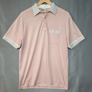 Gabicci Collezione Men Polo Shirt M Peach White Short Sleeve Classic - Picture 1 of 11