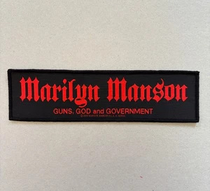 Marilyn Manson Vintage Patch 2001 Guns God And Government Nu Metal Band - Imagen 1 de 3