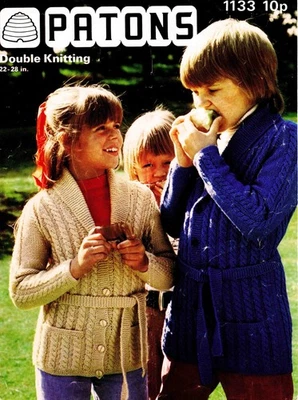 Child Belted Jacket Cardigan Coat 56-71 cm 22-28in Patons 1133 DK Pattern PRINT - Image 1 of 3