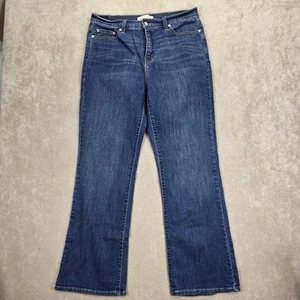 Levis 512 Jeans Womens 14 Blue Perfectly Slimming Bootcut Med Wash Denim Studded - Picture 1 of 24