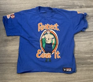 John Cena Authentic Wear Youth T-shirt Blue size Large wrestling Small Spot - Picture 1 of 2