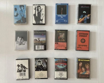 Lot Of 12 Cassette Tapes Rock N Roll Prince Pink Floyd Jagger Boston Styx Steely Foto 1 de 4