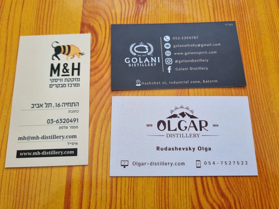 Various alcohol related business cards from Israel - Image 1 of 1