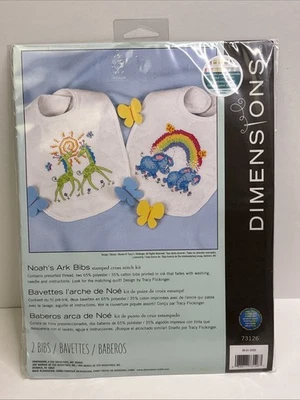 Dimensions Noah's Ark Bibs Stamped Cross Stitch Kit - Image 1 of 4