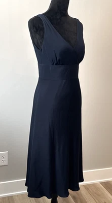 J. Vestido midi Crew 100 % seda para mujer talla 6 azul medianoche fiesta años 90 Y2K Foto 1 de 4