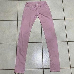 True Religion Jeans Girls Size 25 Light Pink Stretch Skinny - Picture 1 of 13