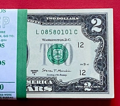 NEW 2017A $2 TWO DOLLAR BILL ( SAN FRANCISCO L ) Block L-C Uncirculated - Image 1 of 3