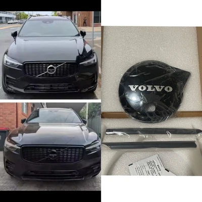 PARA VOLVO XC60 2022-2024 DECHROME BLACK OUT GLOSS CAPA CRACHÁ GRADE FRONTAL PRETA - Imagem 1 de 4