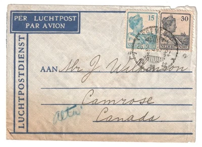Soemenep, NEI to Camrose, Canada airmail cover - 1934 - Image 1 of 2