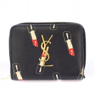 Saint Laurent Bi-fold Wallet Flap Compact Purse YSL Cassandra Leather Black Auth - Picture 1 of 24