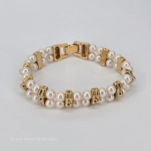 Vintage Monet Armband mit Kunstbirne & goldfarben - Bild 1 von 5