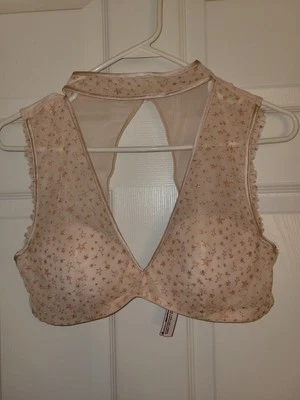 Gargantilha Victoria's Secret Dream Angels tamanho G mergulho bralette pescoço estrelas douradas - Imagem 1 de 4