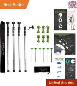 Telescoping Tarp Poles Aluminum 8ft Adjustable Lightweight Tent Canopy Outdoor - Picture 1 of 8