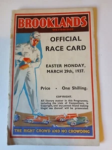 Brooklands programme 29th March 1937.Brooklands race card.motorsport programme. - Picture 1 of 6