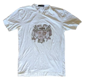 Vtg 1990s Dolce & Gabbana Mens Hand Beaded Gold Double Eagle Herald T Shirt 52 - Picture 1 of 14