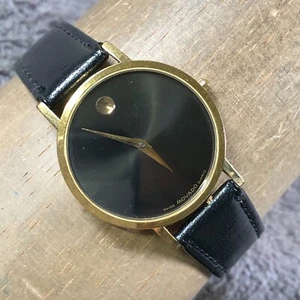 Movado Museum Women 87-33-862 Dress Black Leather Quartz Analog 31mm Watch 8" - Picture 1 of 15