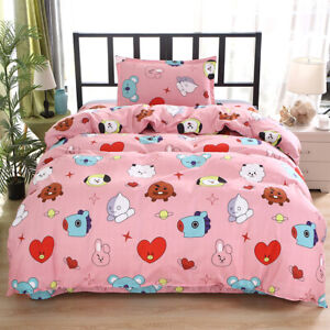 2020 NEW 3Pcs/Set Cute Pillow Case Quilt Cover Bedding Sheet JUNG KOOK JIMIN