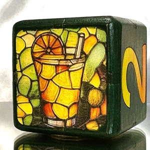 Luminous Lemonade - Stained Glass Spectacle - Backgammon Doubling Cube 36mm - Picture 1 of 9