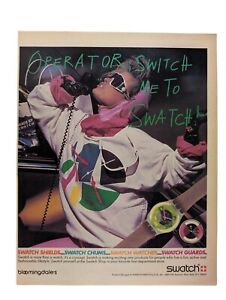 Swatch Watch Shields Guards Chums 1980s Fashion Ad Rolling Stone 1985 9.5x12"