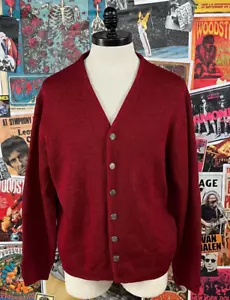 Vintage 50er-60er Jahre rot ColumbiaStrick Thunderbird Wolle Cardigan Pullover 2XL Herren - Bild 1 von 16