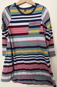 Tea Collection Size 6 Dress Cotton Striped Pocket A Line Fall Hi Lo Tunic VGUC - Picture 1 of 6